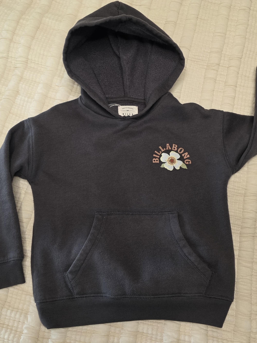Billabong Kids Charcoal Hoodie with Floral Logo